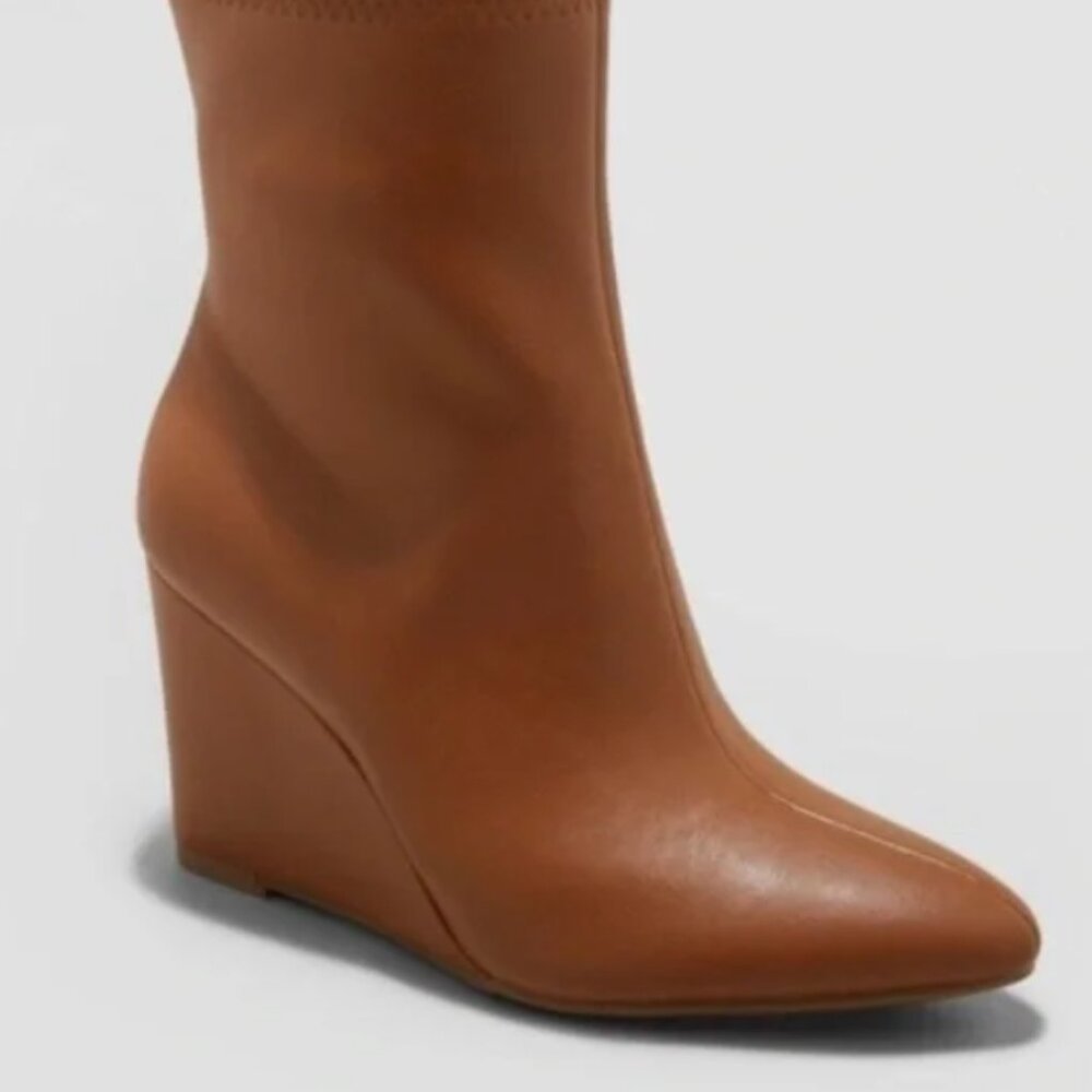 A New Day Brown Camel Wedge Boots Size 11 NWT